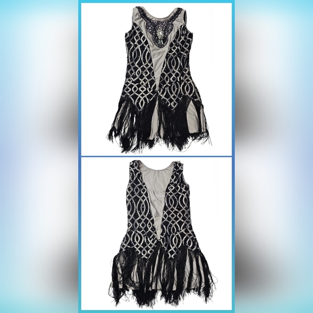 Revolution Black Dancewear Flapper Style Silver Accents